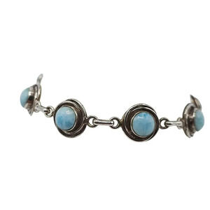 Sterling Silver Blue Larimar Stone Bracelet Toggle Clasp 8.25 in 19.56g